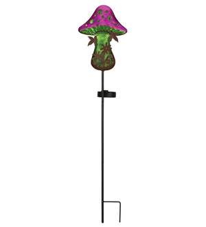 32" Fantasy Hummingbird Mushroom Solar Stake 2