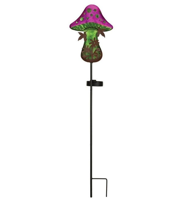 32" Fantasy Hummingbird Mushroom Solar Stake 2