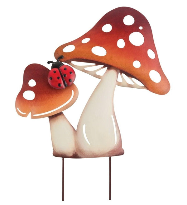 18" Mushroom Ladybug Garden Stake 2
