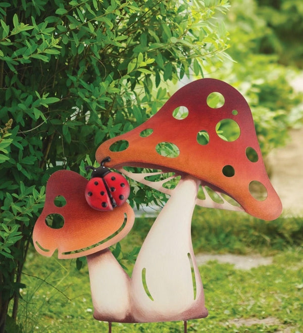18" Mushroom Ladybug Garden Stake 3