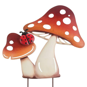 18" Mushroom Ladybug Garden Stake 1