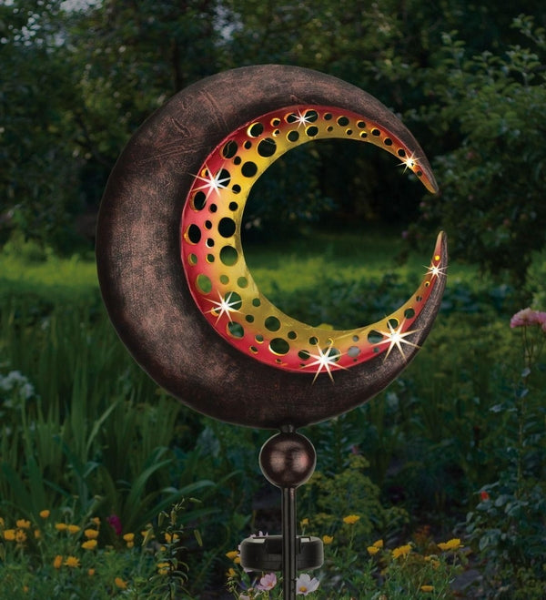 46" Filigree Half Moon LED Solar Stake 3