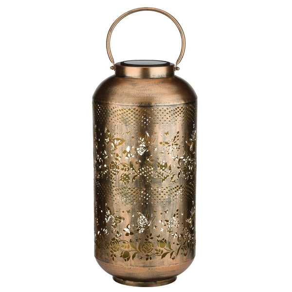 25.25" Gold Shadow Cylinder Solar Lantern LED Light 1