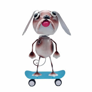 11.5" Metal Bobble Dog Skateboard Décor 2