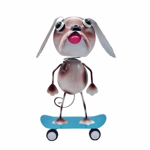 11.5" Metal Bobble Dog Skateboard Décor 2