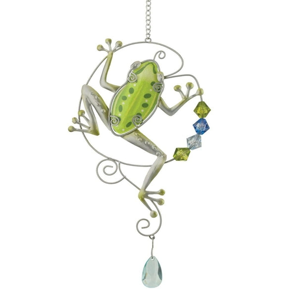 5.75" Green Stargazing Frog Sun Catcher Decor 1