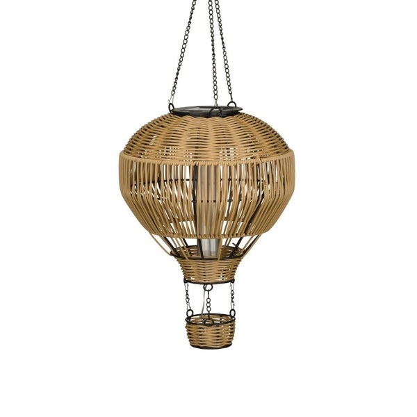 21.75" Hot Air Balloon Wicker Solar Lantern LED Light LG 1