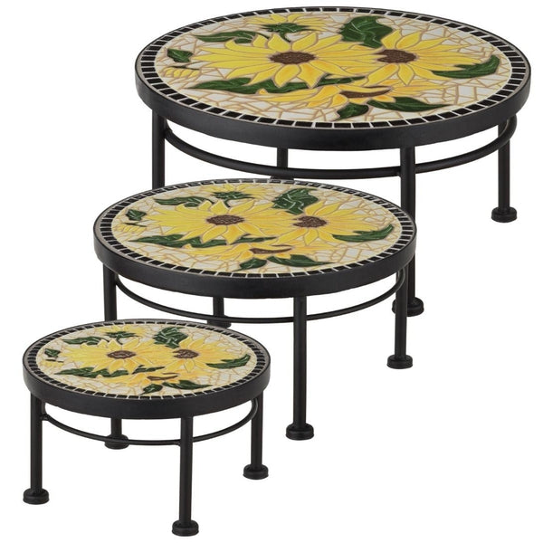 12" Mosaic Sunflower Plant Stand (Set of 3) 1
