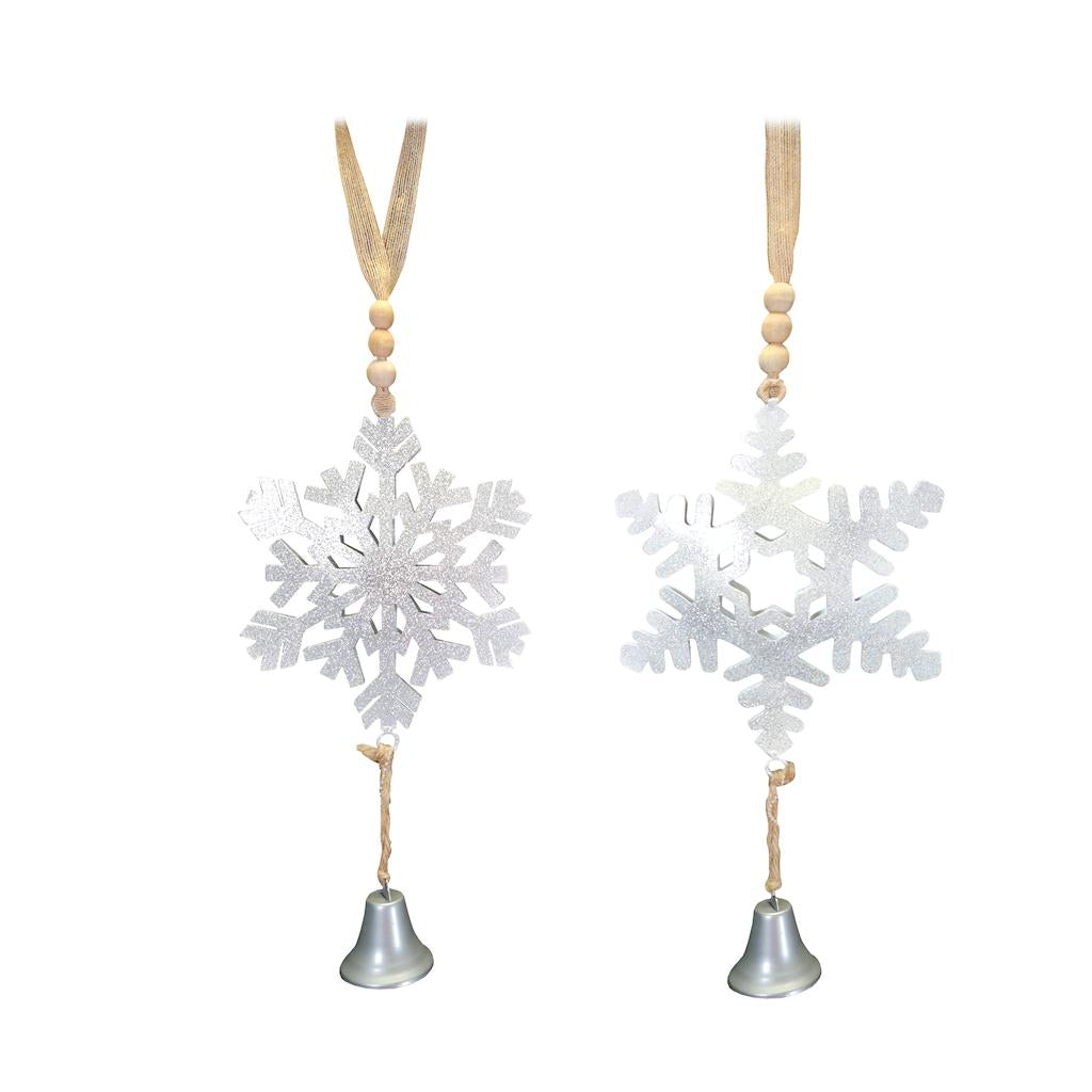 22.5" Silver Metal Glitter Snowflake Ornament (Set of 2) 1