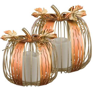 7" LED Light Copper Pumpkin Decor (Set of 2) 1