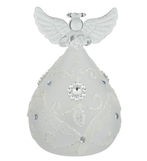3.75" Small LED Frost Silver Angel Decor (Set of 3) 2