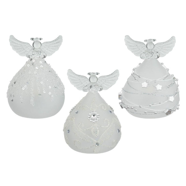 3.75" Small LED Frost Silver Angel Decor (Set of 3) 1
