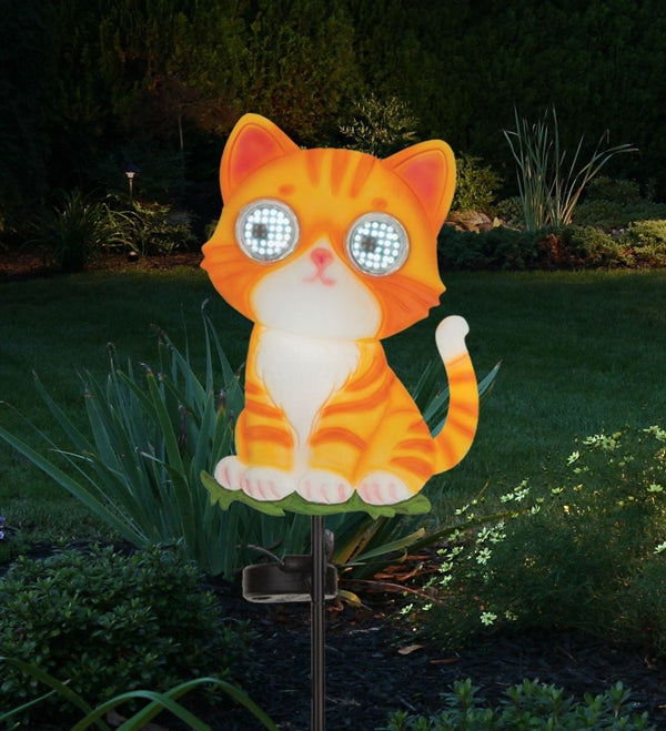 35" Eye Roller Cat LED Solar Stake 3