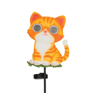 35" Eye Roller Cat LED Solar Stake 1