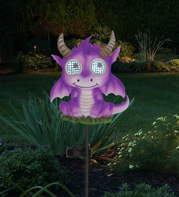 35" Eye Roller Dragon LED Solar Stake 3