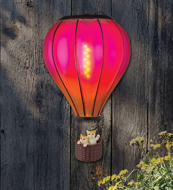 12.75" Sconce Purple Cat Hot Air Balloon Solar Wall Decor 3