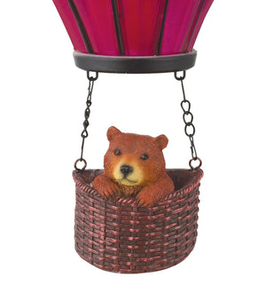 12.75" Sconce Blue Pink Bear Hot Air Balloon Solar Wall Decor 2