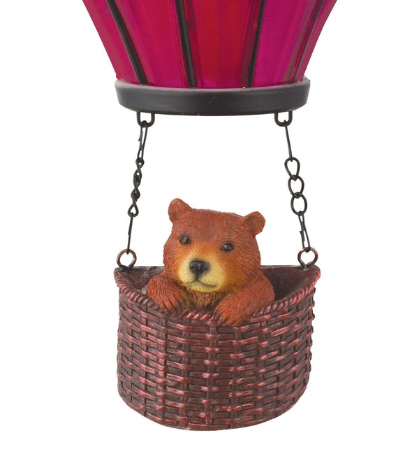 12.75" Sconce Blue Pink Bear Hot Air Balloon Solar Wall Decor 2