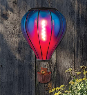 12.75" Sconce Blue Pink Bear Hot Air Balloon Solar Wall Decor 3