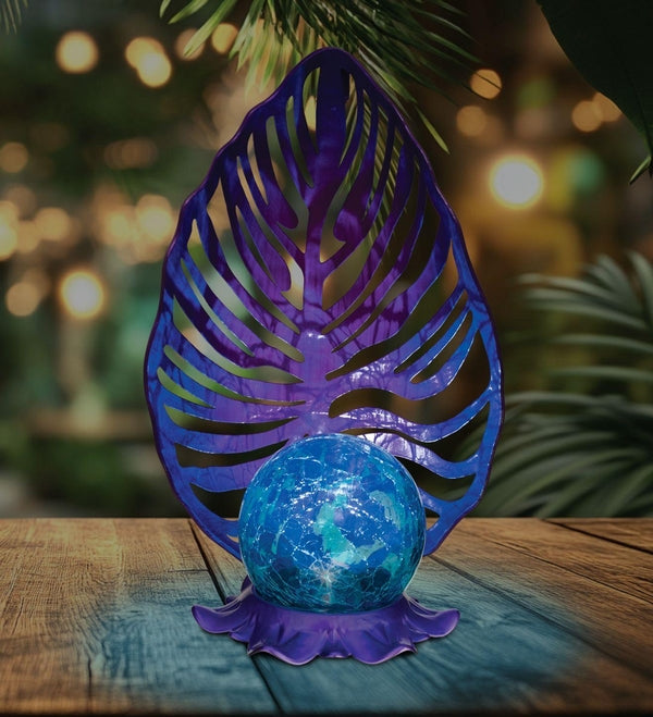 11.5" Purple Leaf Solar Decor 2