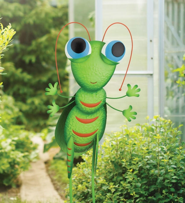 28" Hand Painted Grasshopper Garden Stake 3