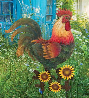 28" Metal Farm Rooster Garden Stake 3