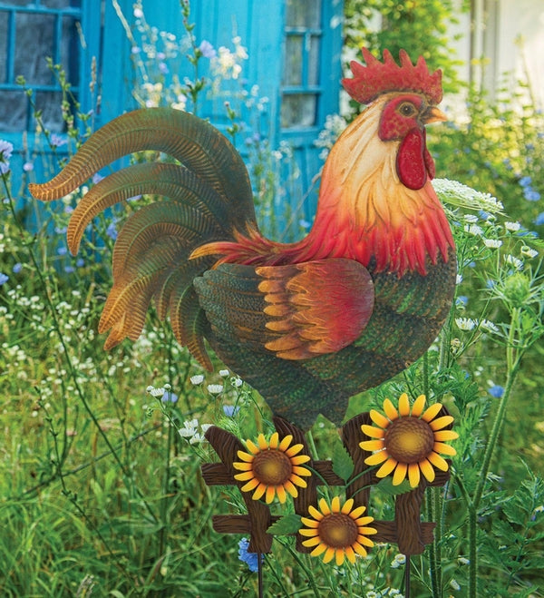 28" Metal Farm Rooster Garden Stake 3
