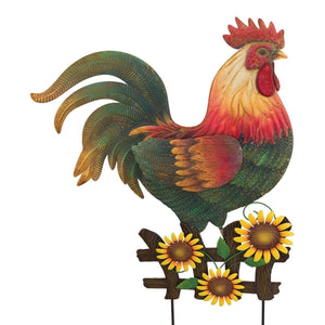28" Metal Farm Rooster Garden Stake 1