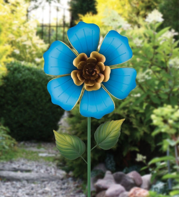 11.75" Blue Flower Regal Art & Gift Spinner Stake 3