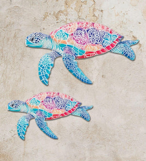 18" Blue Sea Turtle Wall Decor (Set of 2) 3