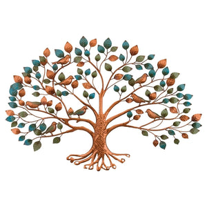 36" Copper Metal Tree of Life with Birds Wall Décor 1