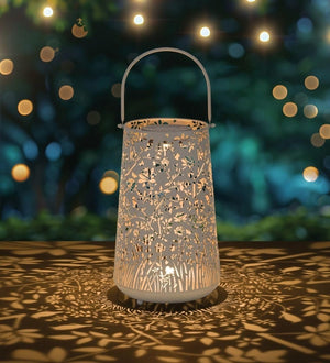 12.75" White Pastel Shadow Solar Lantern 2