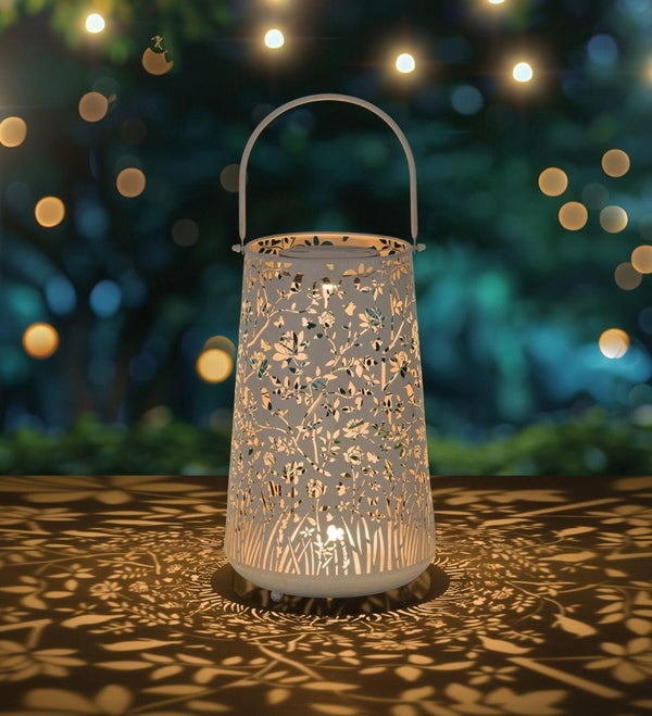 12.75" White Pastel Shadow Solar Lantern 2