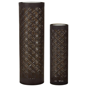 24.5" Diamond Shadow Cylinder Solar Lantern LED Light (Set of 2) 1