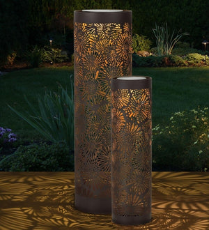 24.5" Sunflower Shadow Cylinder Solar Lantern LED Light (Set of 2) 3