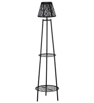 45" Black Matte Shadow Solar Floor Lamp Plant Holder Decor 2