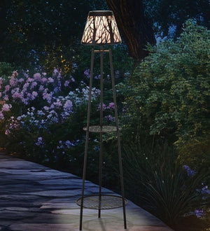 45" Black Matte Shadow Solar Floor Lamp Plant Holder Decor 3