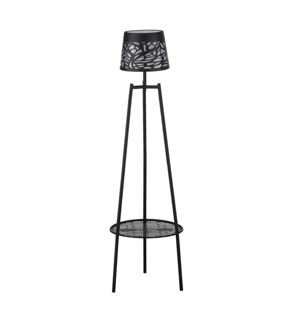 38" Black Matte Shadow Solar Floor Lamp Plant Holder Decor 2