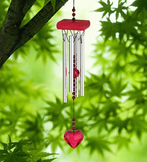 16" Red Metal/Wood/Glass Crystal Chime 3