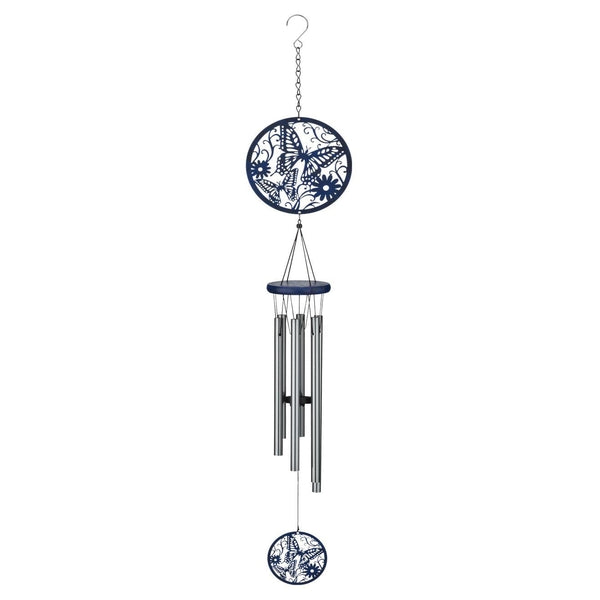 30" Blue Butterfly Metal Lattice Chime 1