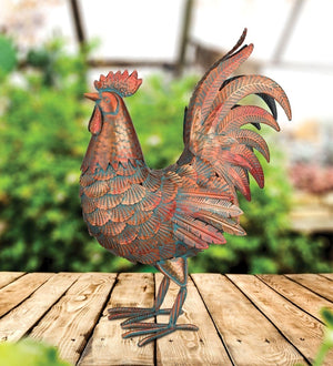 18" Copper Patina Rooster Decor 3