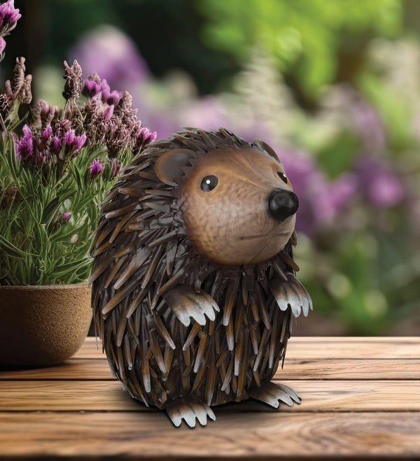 8" Brown Metal Hedgehog Décor 3