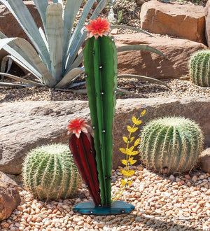 22" Green Metal Cactus Décor 3