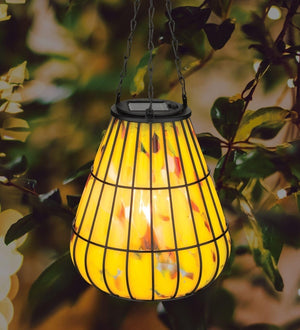 16.5" Yellow Murano Solar Lantern LG 3