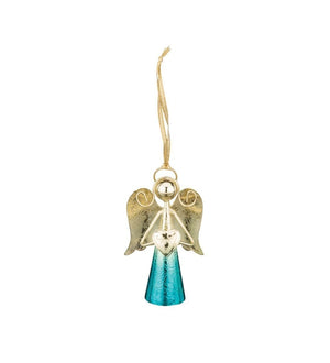 4" Gold/Blue Angel Bell Ornament 3