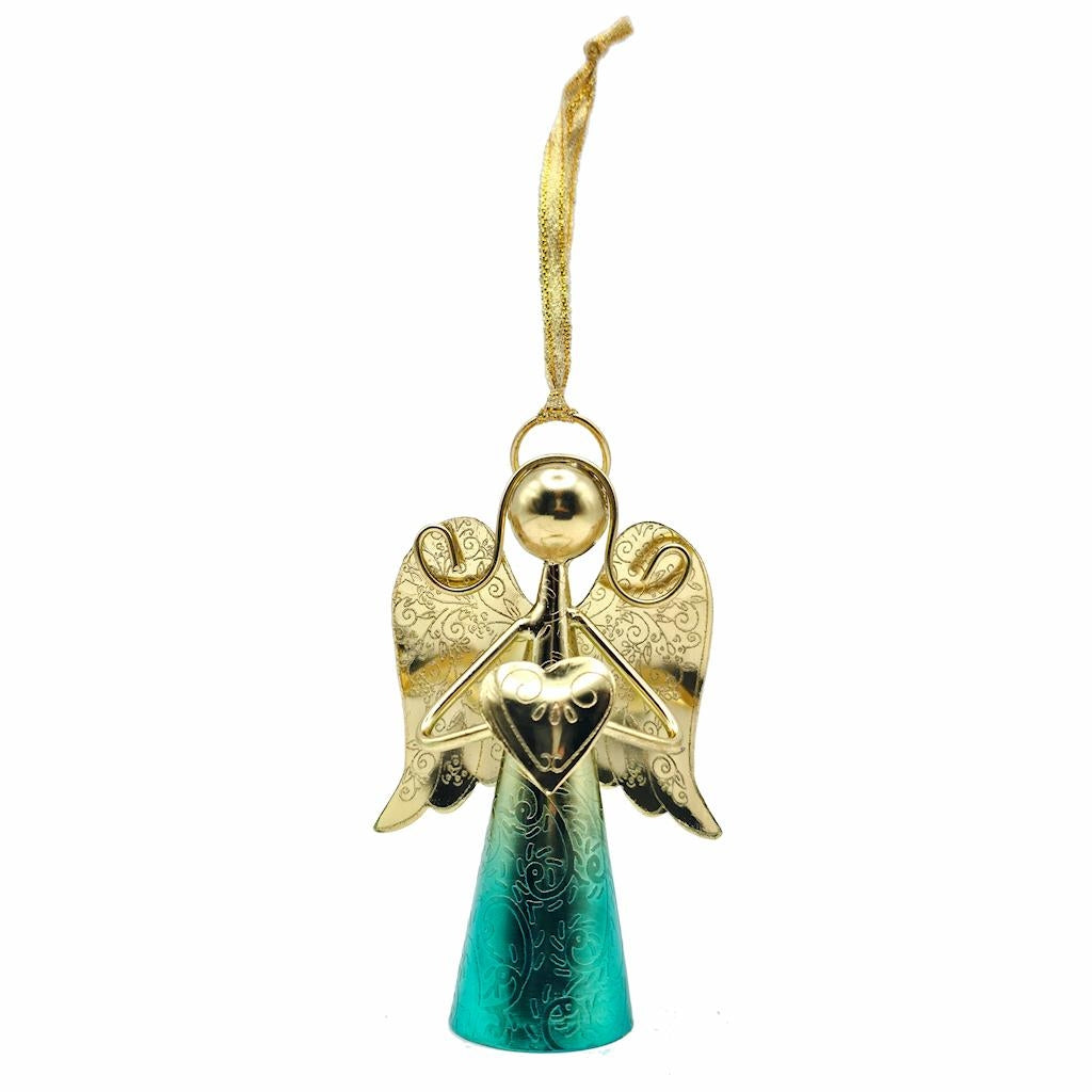 4" Gold/Blue Angel Bell Ornament 1