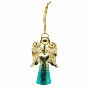 4" Gold/Blue Angel Bell Ornament 1