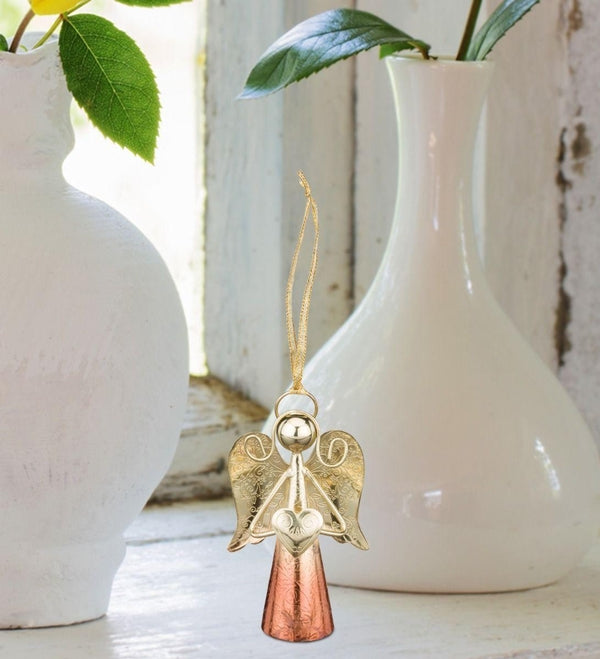 4" Gold / Copper Angel Bell Ornament 2