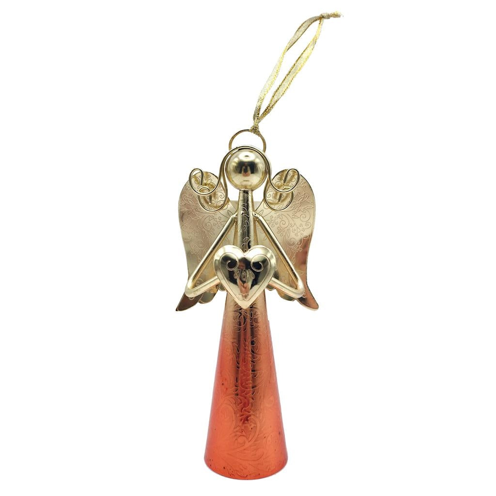 6" Gold Angel Bell Copper Ornament 1