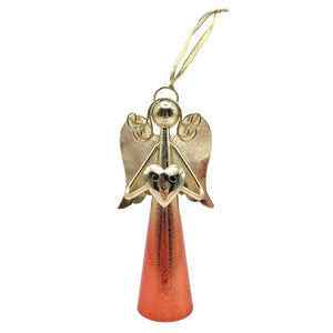 6" Gold Angel Bell Copper Ornament 1